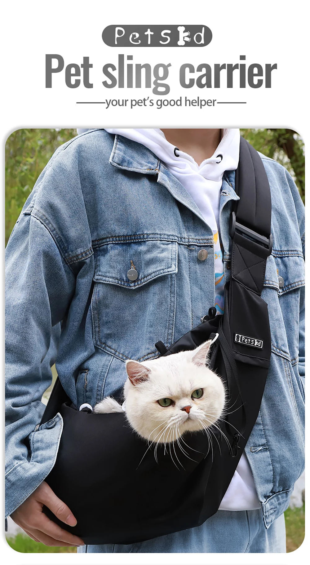 Petskd Pet Dog Sling Carrier Bag Outdoor Portable Shoulder Messenger Bag Cat Walking Bag for Puppy Kitten Nylon Pets Handbag