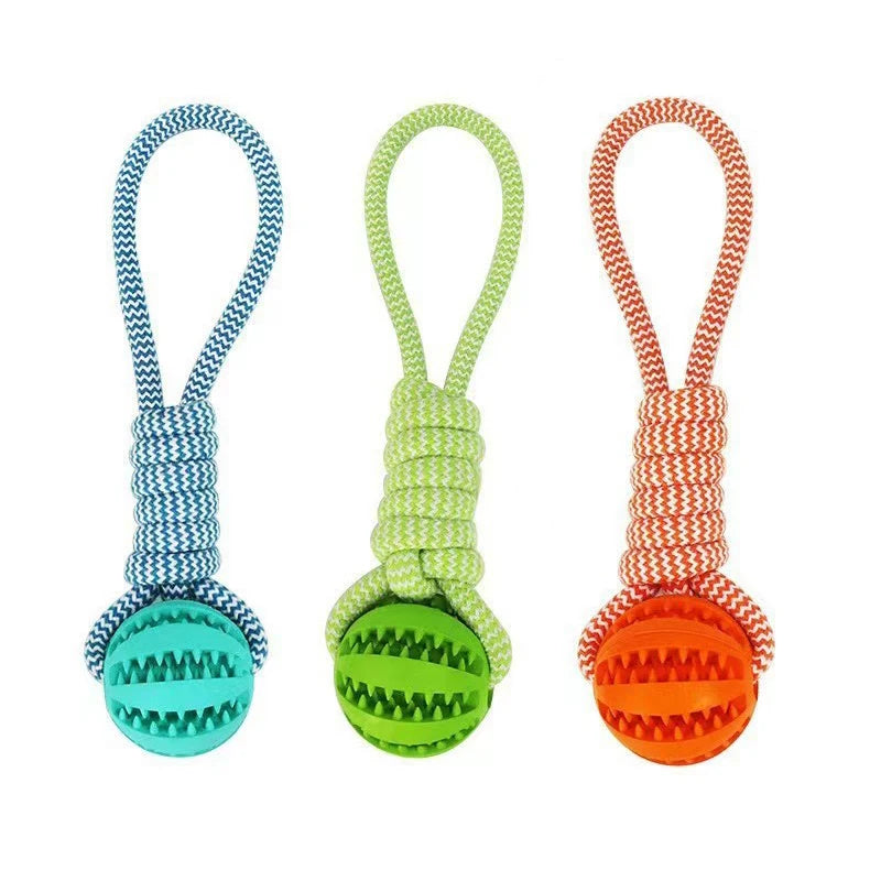 Dog Toys Balls Interactive Treat Rope Rubber Leaking Balls for Small Medium Dogs Chewing Bite Resistant Pet Tooth Cleaning