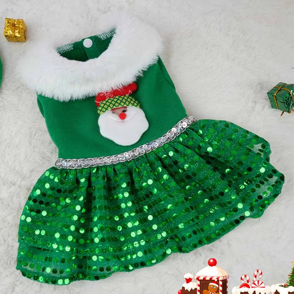 Pet Christmas Dress Costume Comfortable Santa Claus Pet Dress Easy To Clean Cat Dog Dresses Apparel Christmas Dress Up Supplies