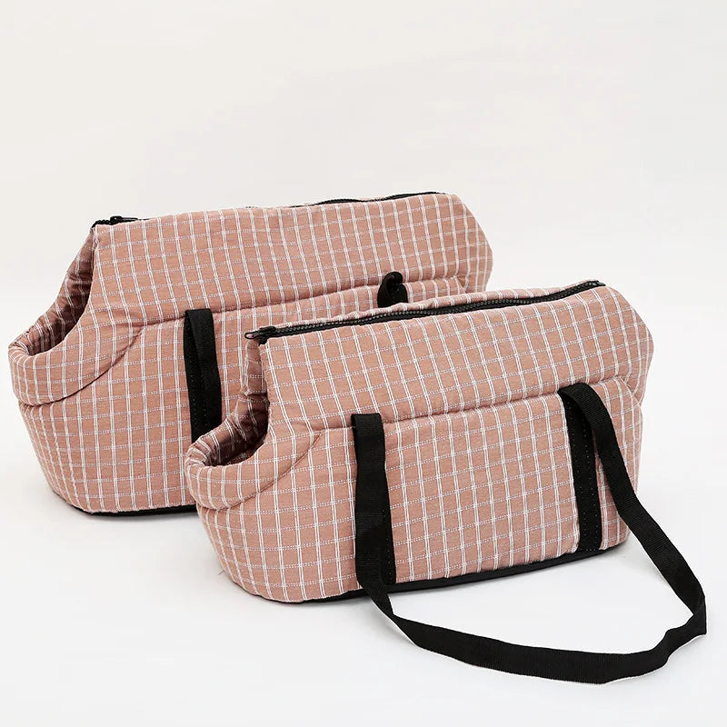 Plaid Pet Carrier for Cats or Dogs