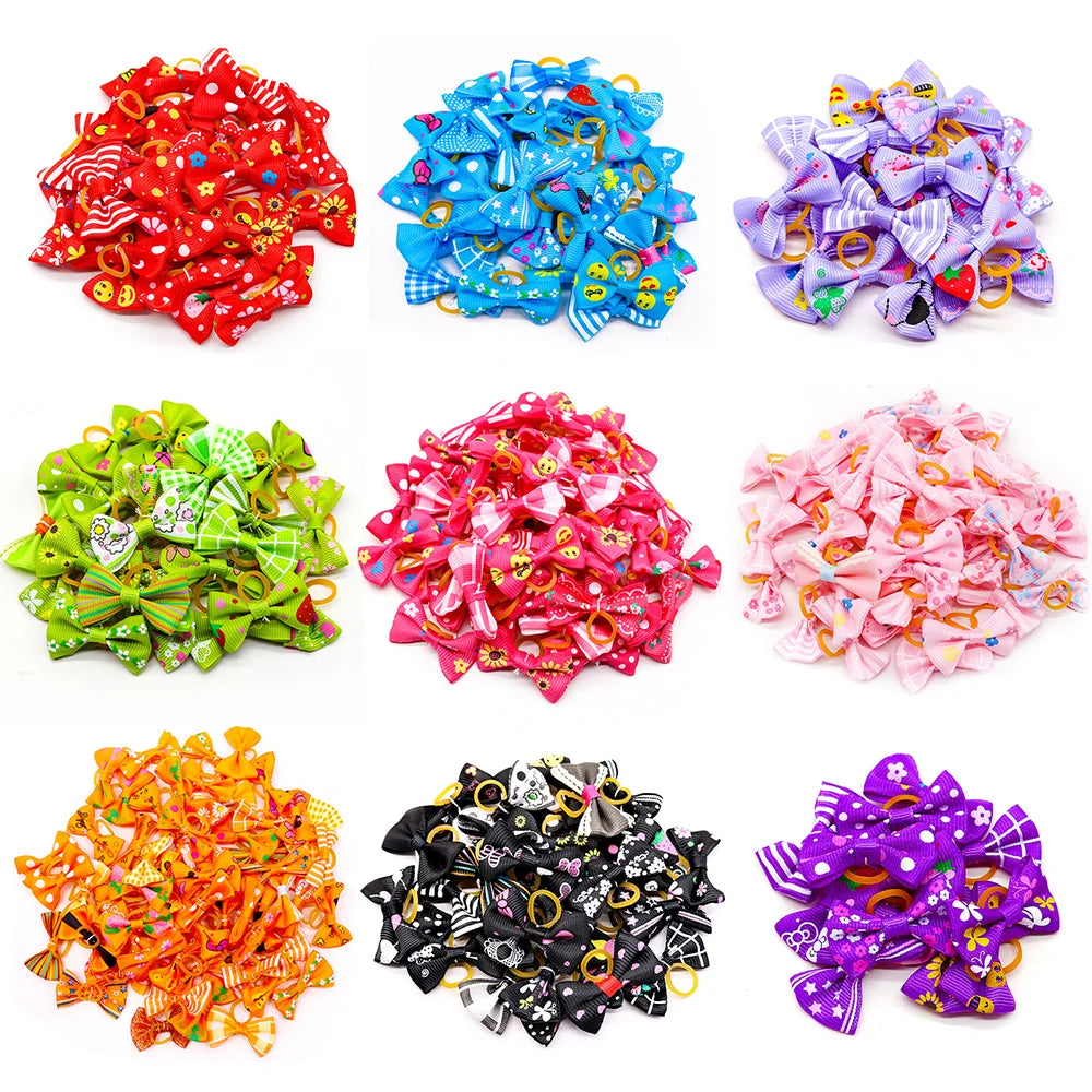 10/20/30PCS Pet Grooming Hair Bows Puppy Mix Colours Decorate Hair Accessories for Small Dog Hair Rubber Bands Dog Supplier