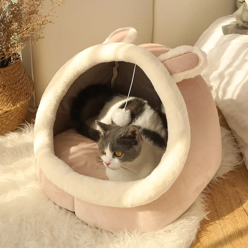 Tienda de campaña para mascotas, cueva para gatos, perros pequeños, tienda de campaña para gatos con calentamiento automático, caseta para gatos, cómoda cama para dormir para mascotas, plegable, extraíble y lavable