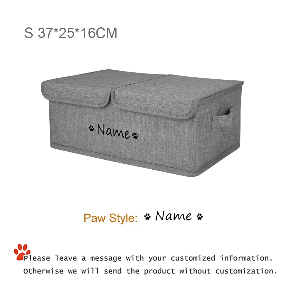 Custom Dog Pet Toy Box Personalised Name Dog Accessory Storage Bin with Lid Cat Pet Organizer Storage Basket For Toys Blanke