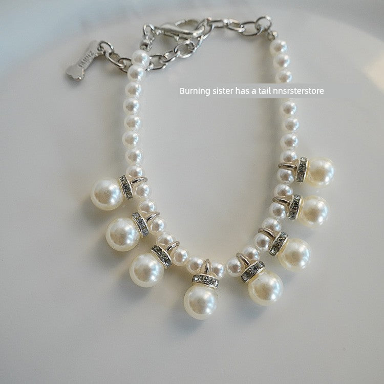 Pearl Necklace French Retro Pet Dog Cat