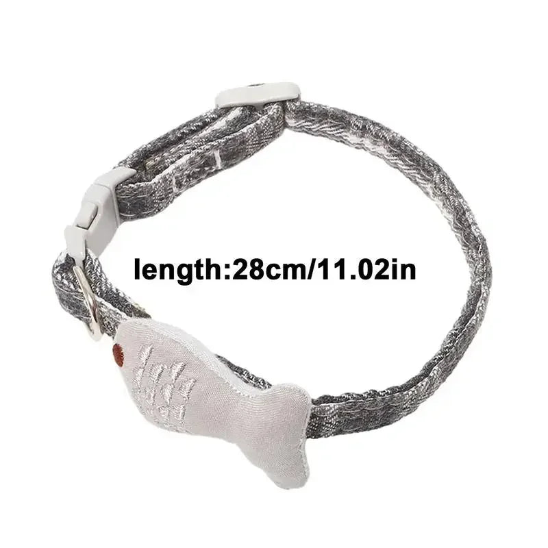 Adjustable Safety Pet Cat Collar with Fish Charm,soft Cotton Elastic Pet Safety and Comfort Cat Collar Kitten Accessories