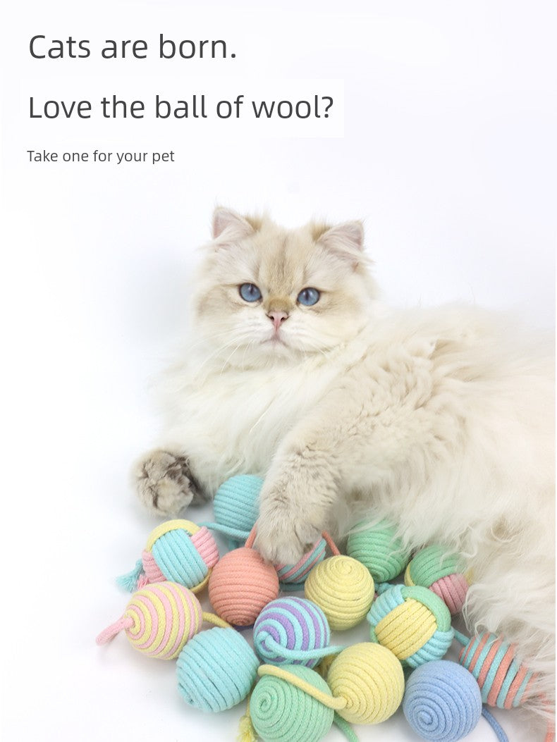 Yuanzhang Meow Cat Toy Ball Cat Teaser Bite-Resistant Ball Scratch-Resistant String Bell Self-Hi Relieving Stuffy Interaction Cat Supplies