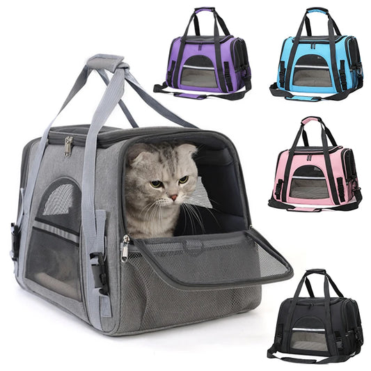 Portable Dog Cat Carrier Bag Pet Puppy Travel Bags Breathable Mesh Foldable Cats Dog Handbag Travel Pet Bag Transport Bag