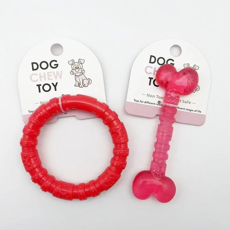 Pet dog toys, interactive, bite resistant, relieve boredom, clean teeth, rubber bones, rubber rings, suitable for small dogs