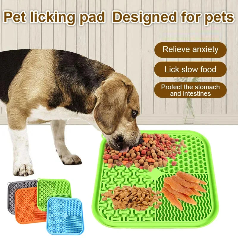 Dog Licking Mat Slow Food Mat Drizzling Licking Pad Suction Cup Slow Food Mat Silicone Slow Food Mat Pet Dog Licking Mat