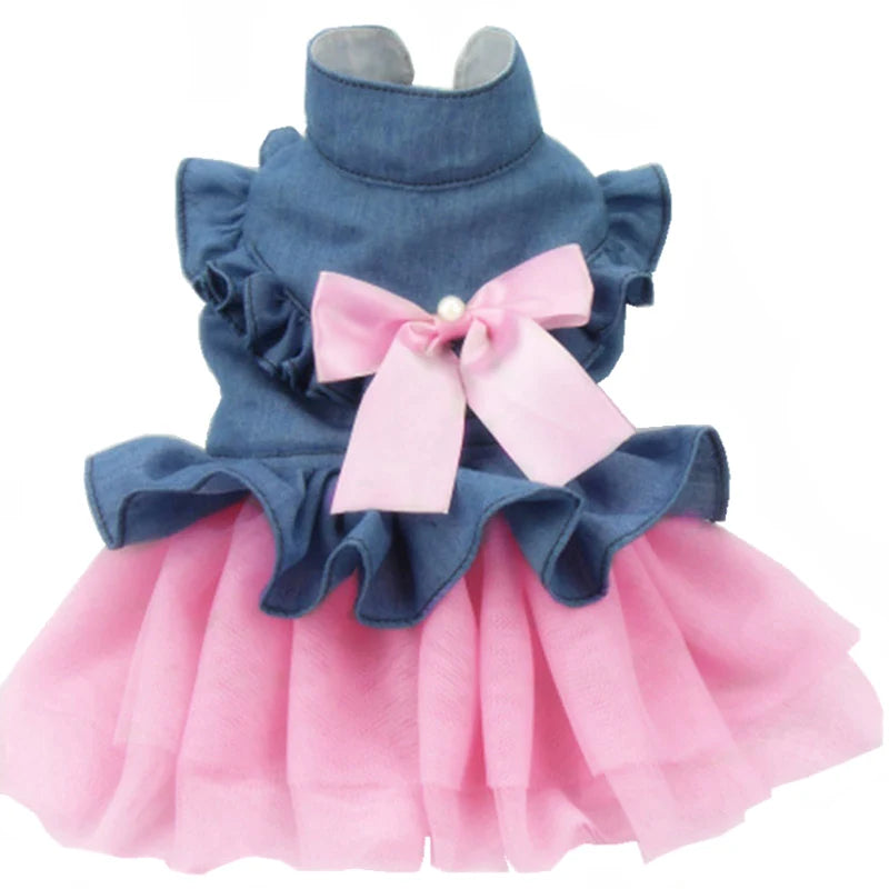 Dog Pet Dress Wedding Puppy Bowknot Dresses Clothing Spring Summer Pets Clothes Bowknot Spring Summer Dress Clothing Dog Dress