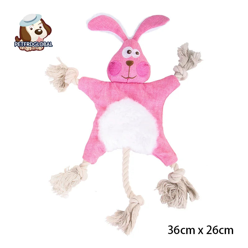 Funny Soft Plush Rope  Cute Squeaky Sound Toys Fox Squirrel Grizzly Bear Chew Dog Toy Accessories Supplies Cotton Knot Vocal Toy