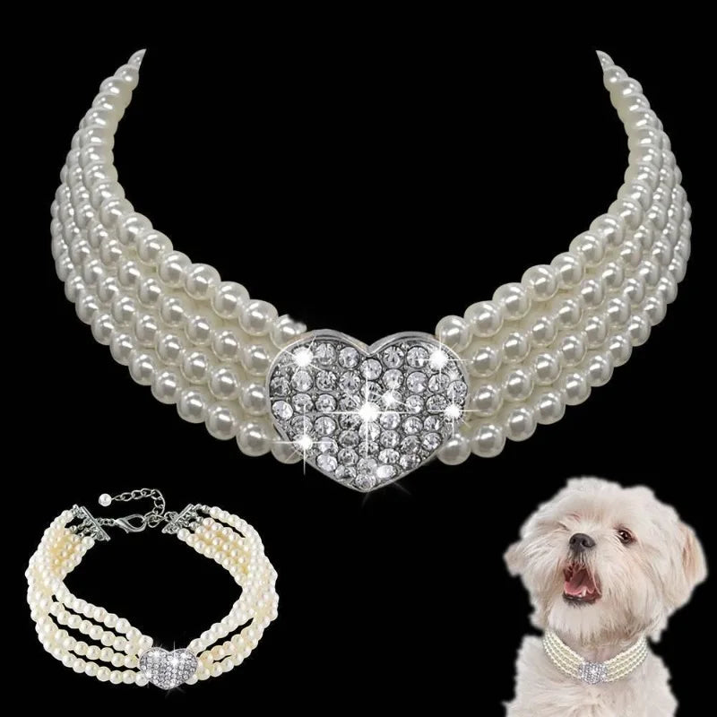 Pet Collar Puppy Cat Small Dog Jewelry Necklace Party Pearl Collar Pet Accessories  ошейник для собак