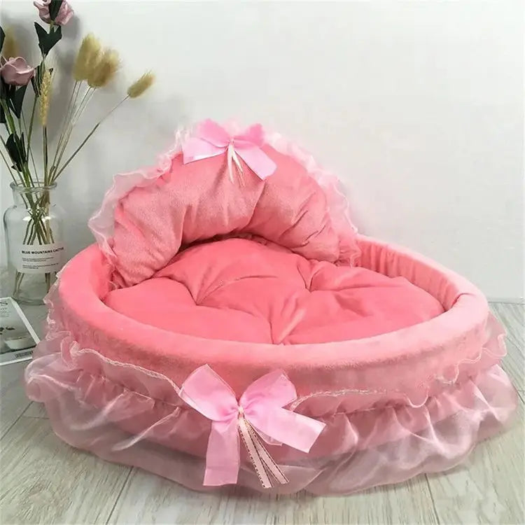 Cute Bow Lace Dog Bed Small Puppy Mattresses Sleeping Mat On The Floor Warm Mat Detachable Pet Dog Basket Pet Beds Furnitures