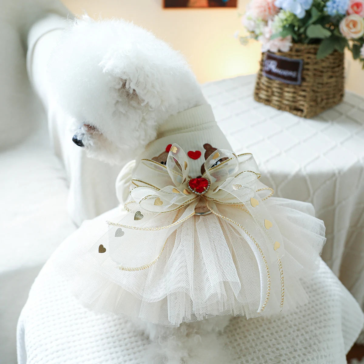 1PC Pet Clothing Spring and Autumn Wedding Bear Wedding Dress Princess Dress Suitable for Small and Medium sized Dogs