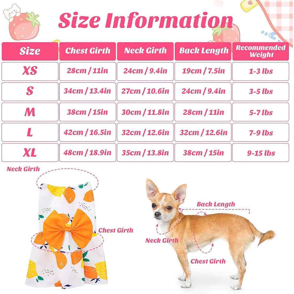 Girl Dog Dresses Floral Cat Dress Puppy Princess Dress Doggies Summer Outfit with Bowknot Female Pet Skirts for Chihuahua Yorkie