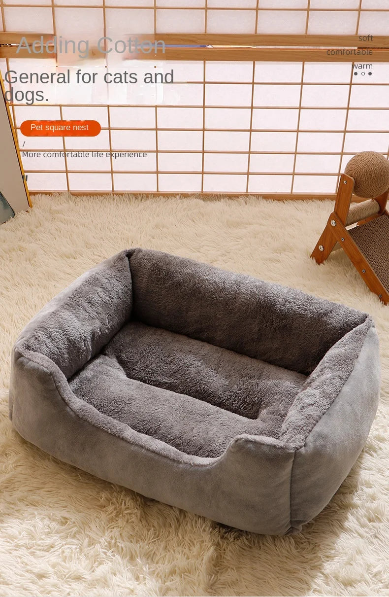 Large Pet Cat Bed Sofa Warm House， dog beds，Square Nest Pets Kennels for Small Dogs Cats Winter Puppy Kittens Sleeping Baskets