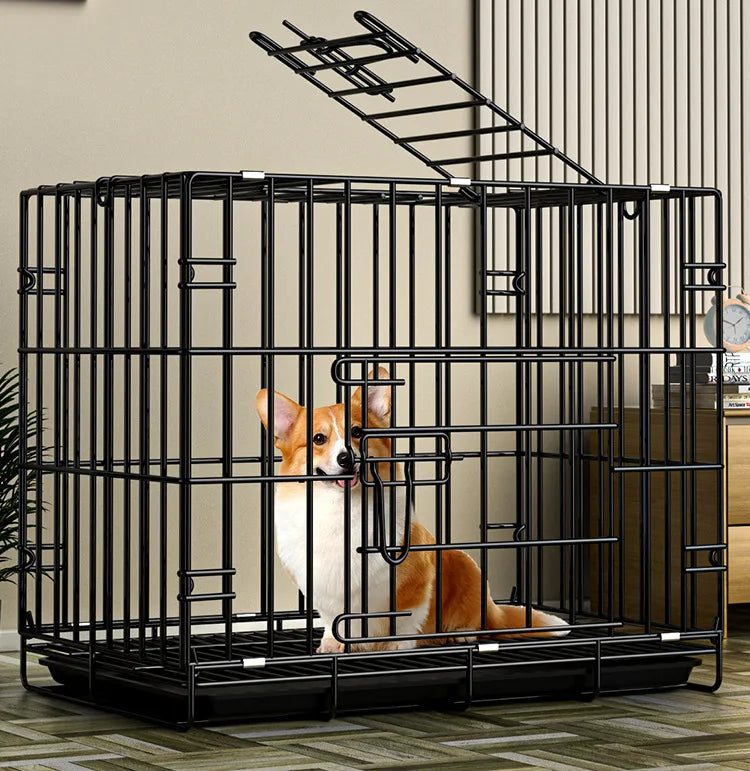 Foldable Collapsible Metal Large Dog Cage Metal Kennels Crate Protection House Stackable Dog Cages Iron Wire Pet Kennel Shelter