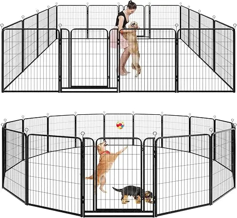 Dog Playpen Outdoor Extra Wide  Heavy Duty Dog Fence  Anti-Rust with Doors Portable for RV Camping Yard