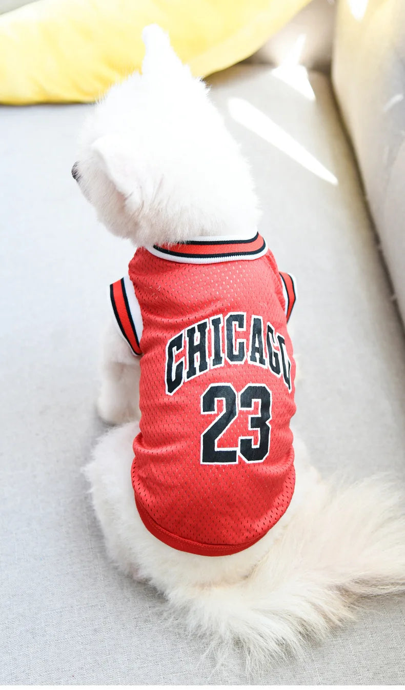 Mesh Breathable Dog Clothes Schnauzer Teddy Sport Large Dog Jersey Basketball Clothing Puppy T-Shirts Summer Pet Cat Shirts