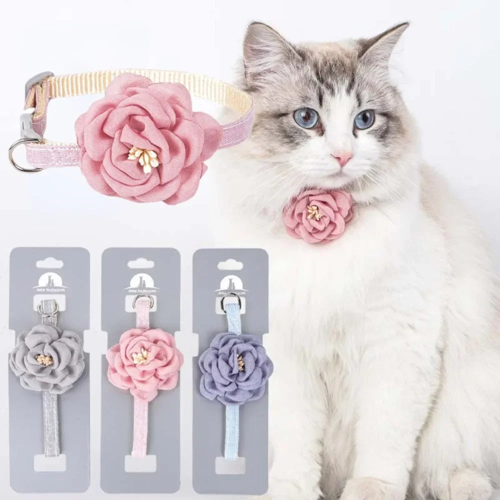 Collier réglable pour animaux de compagnie, joli nœud, collier durable pour chat, collier pour chaton, collier pour chat, chiot, bouton de sécurité, fournitures cadeaux pour animaux de compagnie