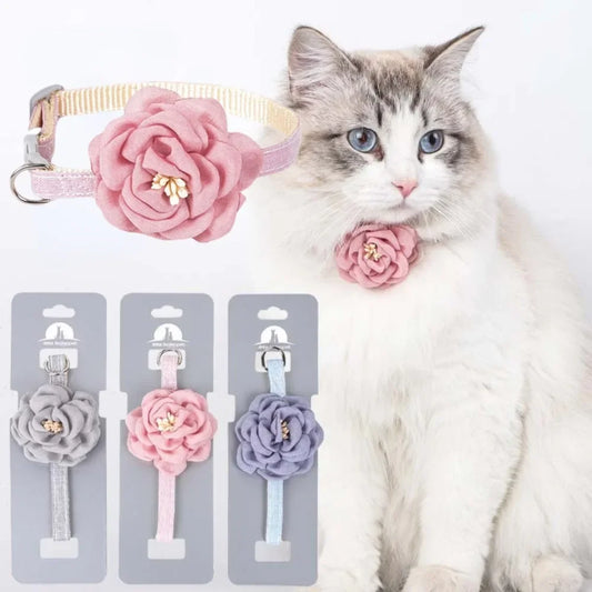 Adjustable Pet Collar Cute Bow Durable Cat Collars Kitten Necklace Tie Cat Puppy Collar Flower Safety Button Pets Gifts Supplies