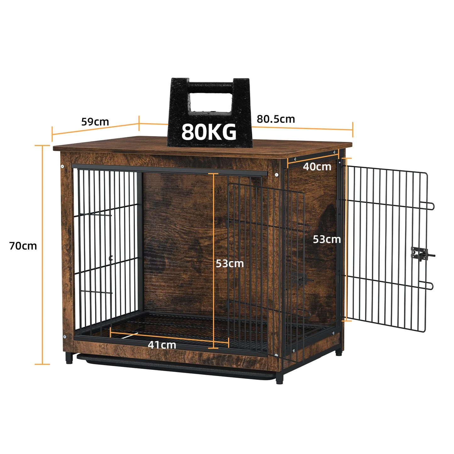 S M L 3 Sizes Dog Crate End Table Furniture Wood Metal Combine Pet Dog Cage Kennels with Double Doors and Removable Tray