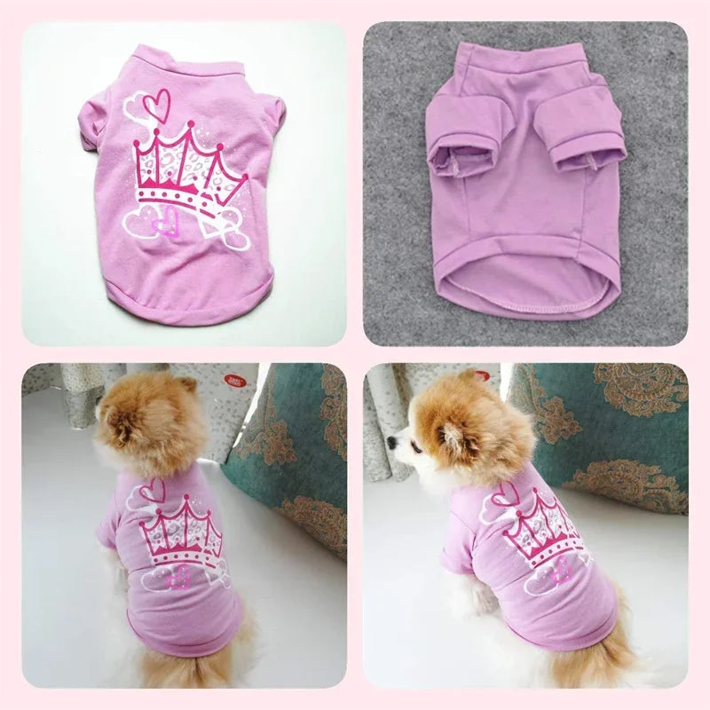 Fashion Print Puppy Dog T-shirt Vest Cozy Cotton Pet Summer Clothes for Small Dogs Cats Chihuahua Pullovers Pomeranian Clothing