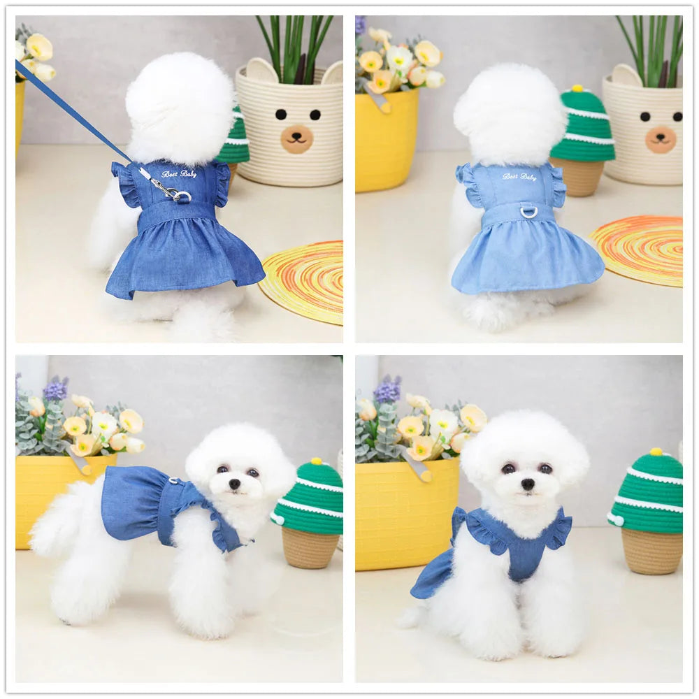 Dog Dress Puppy Luxury Skirt Dog Clothes Princess Dresses Wedding Evening Dress Tutu Skirt Denim Skirt for Small Dogs Clothing