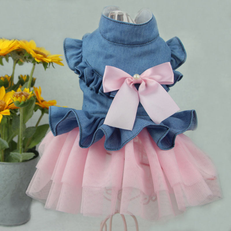 Dog Pet Dress Wedding Puppy Bowknot Dresses Clothing Spring Summer Pets Clothes Bowknot Spring Summer Dress Clothing Dog Dress