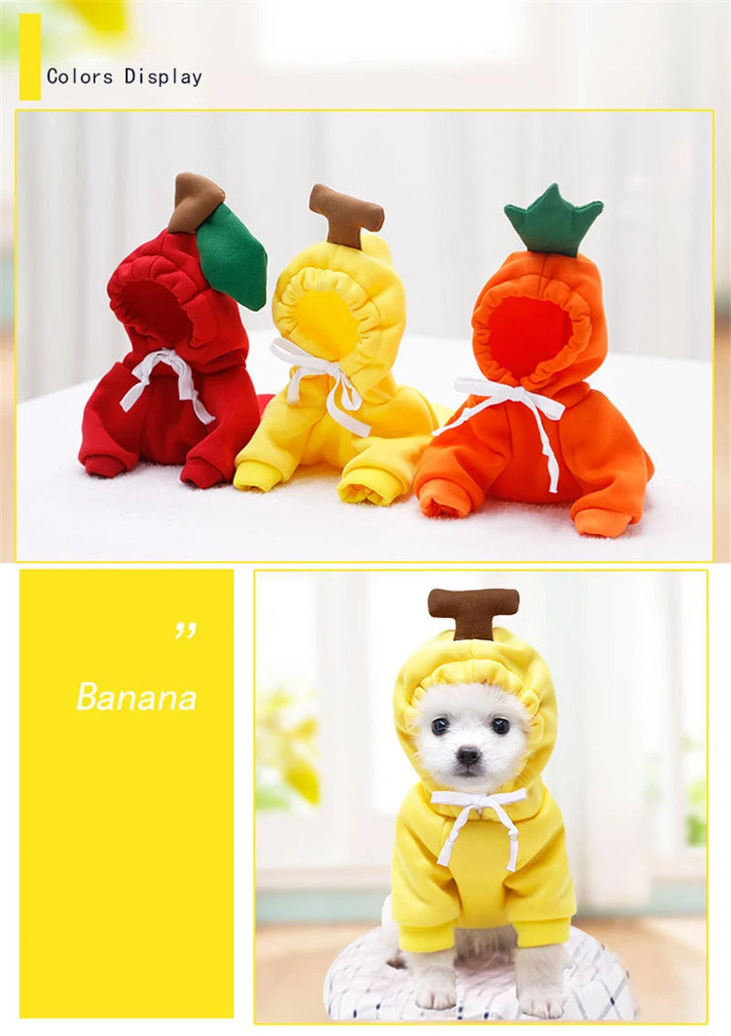 Cute Fruit Dog Clothes Reindeer Small Dogs Hoodies Warm Pet Clothing Puppy Cat Costume Coat Chihuahua Mouse Cheese Jacket Suit