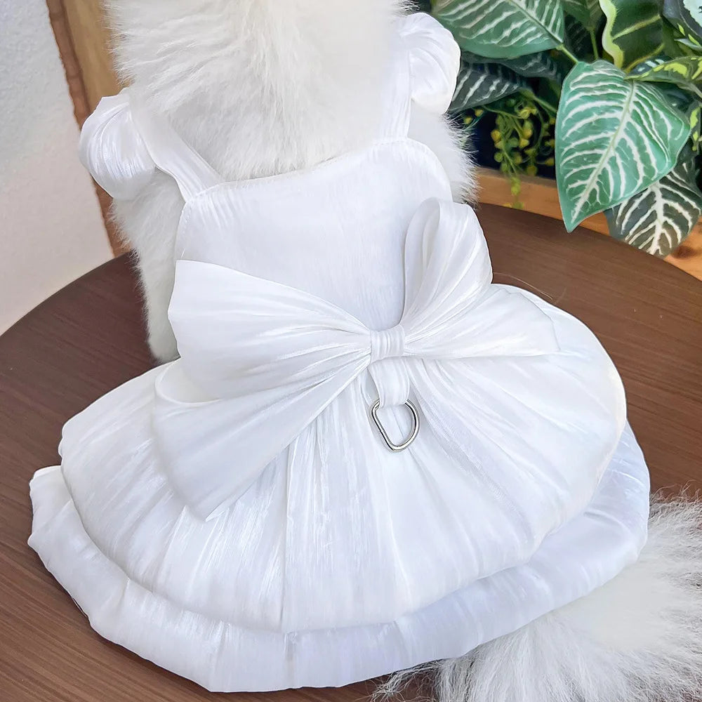 Pet Wedding Dress Dress Bow Skirt Dog Cat Clothing Pull Teddy Bears Spring/Summer Puppy Clothes Dog Clothes for Small Dogs