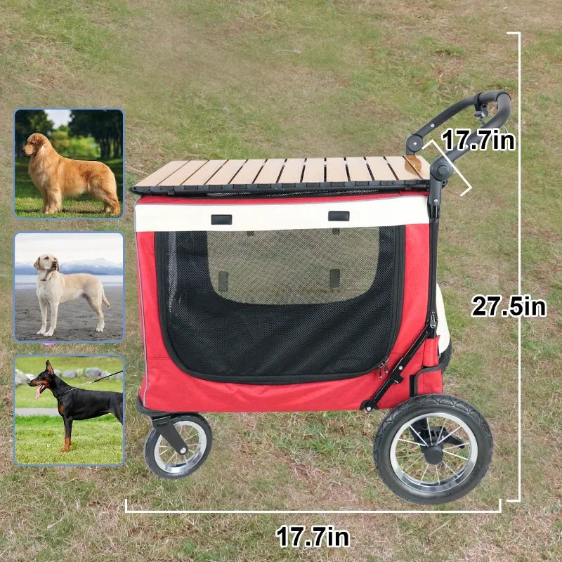 Dog Stroller for Large Dogs Pet Stroller for Medium Dogs Foldable Free Dining Table for Camping Outdoors and Barbecue