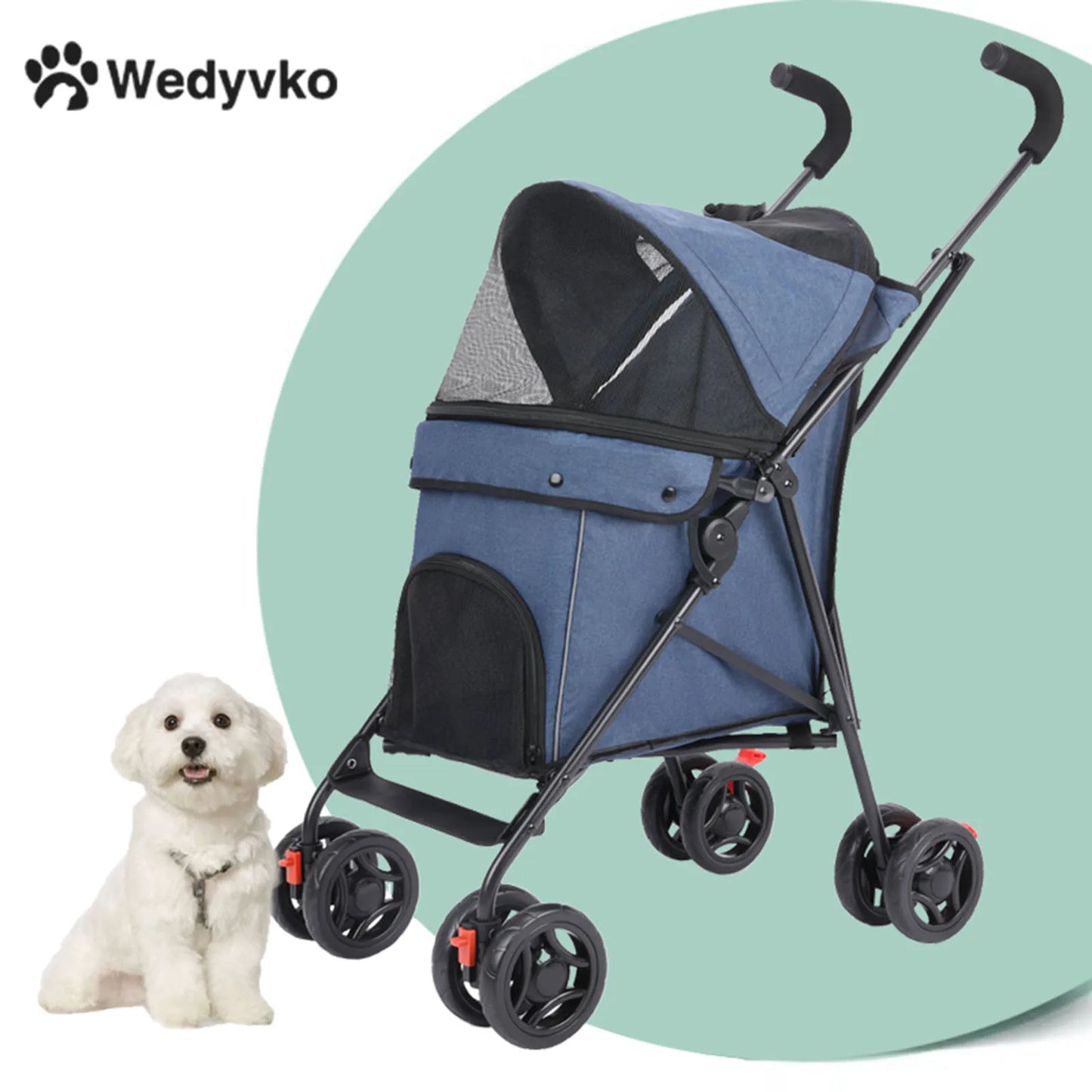 Outdoor Puppy Stroller Cat Dog Travel Breathable Pet Stroller Lightweight Folding Universal Wheels Small Medium Pet Stroller