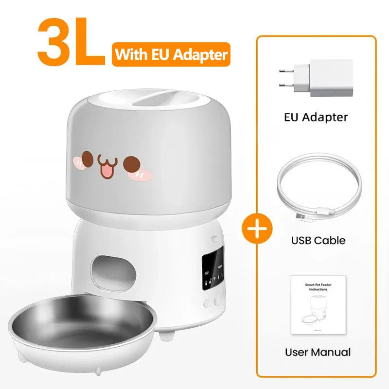 ROJECO Automatic Cat Feeder 3L Smart Pet Food Dispenser WiFi Button Auto Dog Feeder For Cats Pets Remote Control Feeding Supply