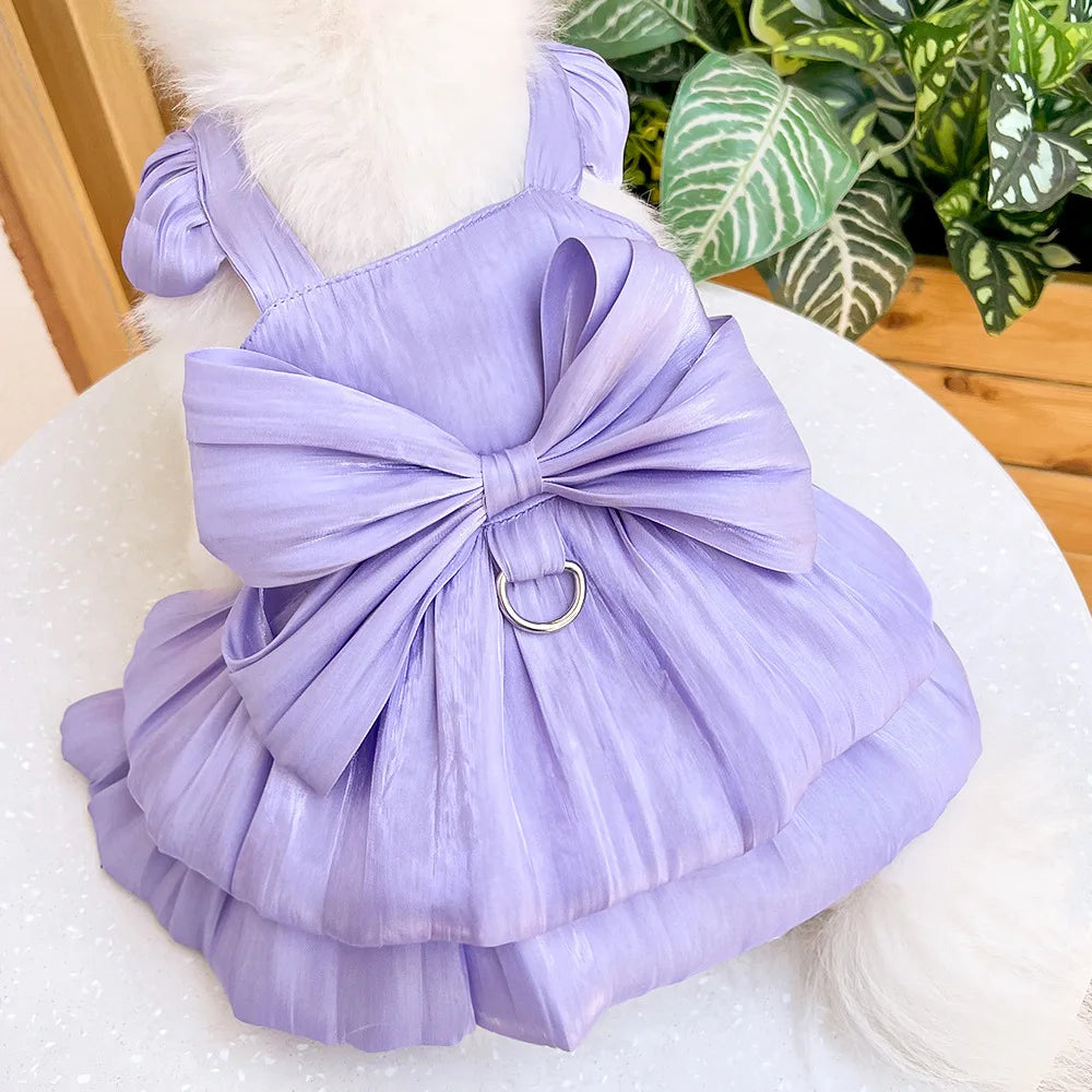 Pet Wedding Dress Dress Bow Skirt Dog Cat Clothing Pull Teddy Bears Spring/Summer Puppy Clothes Dog Clothes for Small Dogs