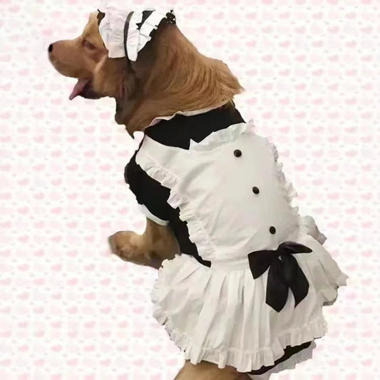 Dog Dress without Headscarf Summer Drudge Cosplay Pet Clothes Funny Costume for Medium Large Dogs