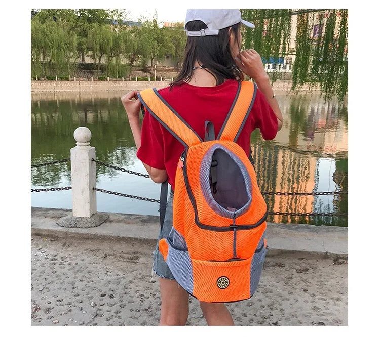 New Double Shoulder Portable Travel Backpack Outdoor Pet Dog Carrier Bag Pet Dog Front Bag Mesh Backpack Foldable Cat Carrier