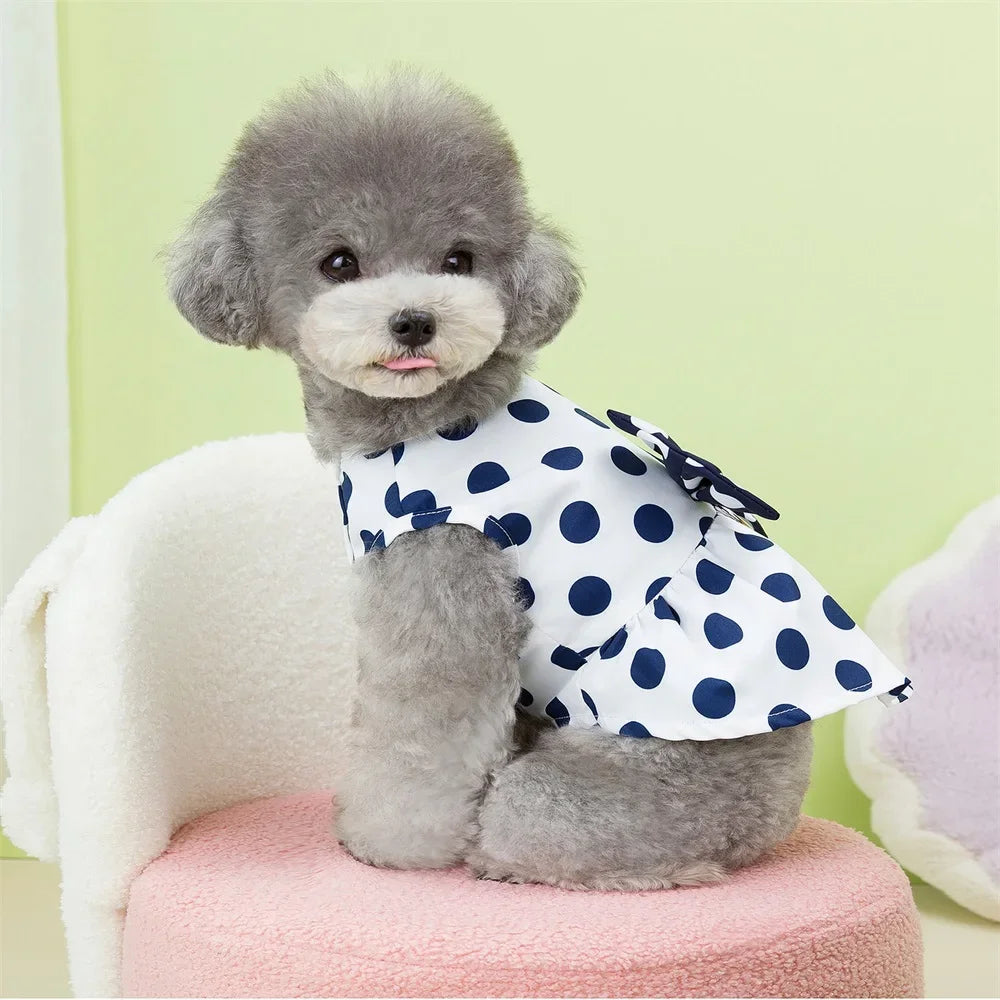 Lovely Dot Pattern Dog Dress for Female Pet Cat Puppy Princess Wedding Party Skirt