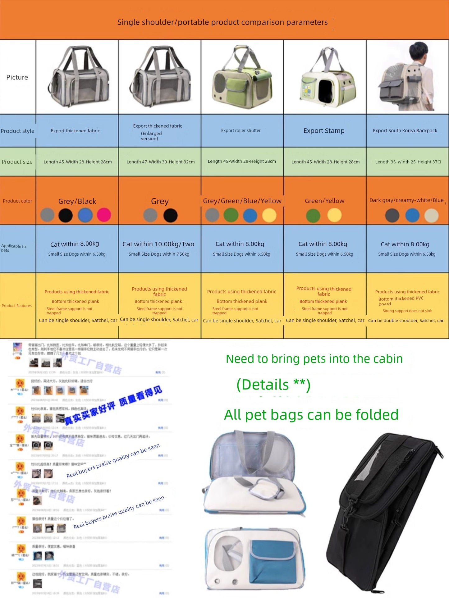 Export Export Pet Bag out Portable Shoulder Bag Handbag Foldable Cat Bag Dog Bag Astronaut Bag Flight Case