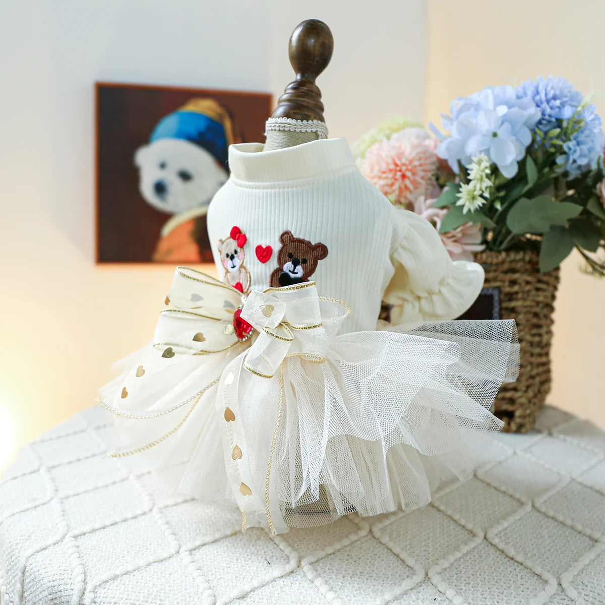 1PC Pet Clothing Spring and Autumn Wedding Bear Wedding Dress Princess Dress Suitable for Small and Medium sized Dogs