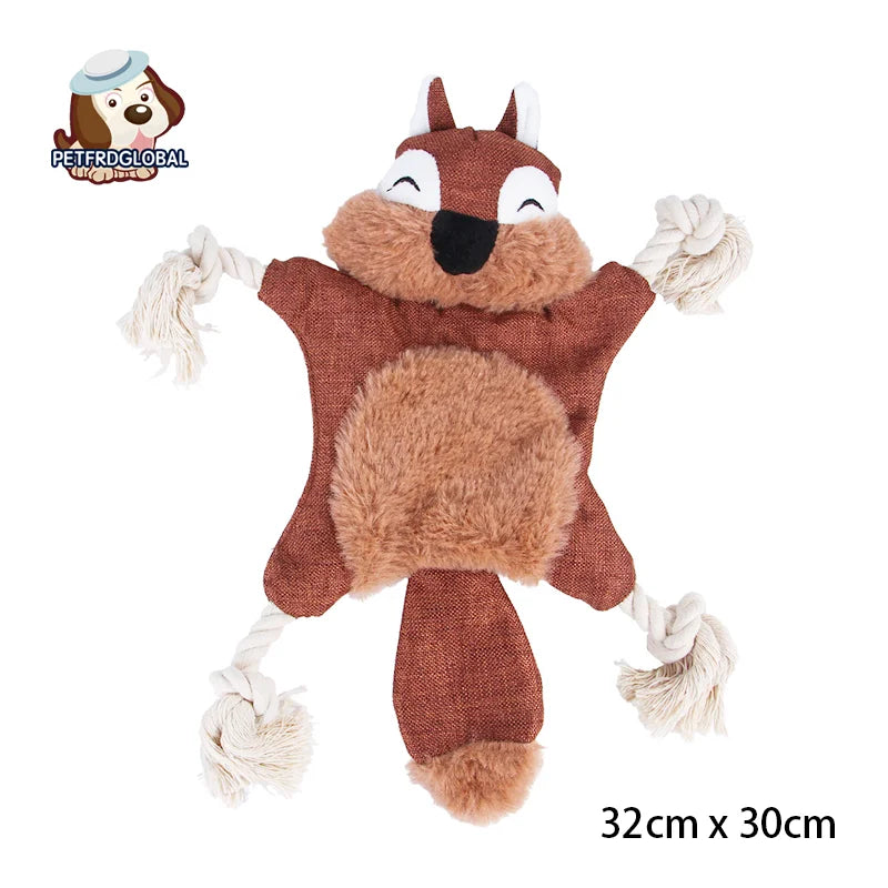 Funny Soft Plush Rope  Cute Squeaky Sound Toys Fox Squirrel Grizzly Bear Chew Dog Toy Accessories Supplies Cotton Knot Vocal Toy