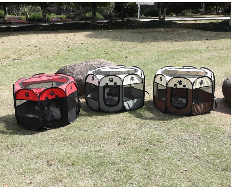 1pc Pet Octagonal Cage Fence Pet Tent Scratch Resistant Oxford Cloth Foldable Cat And Dog Bed All Year Round Universal