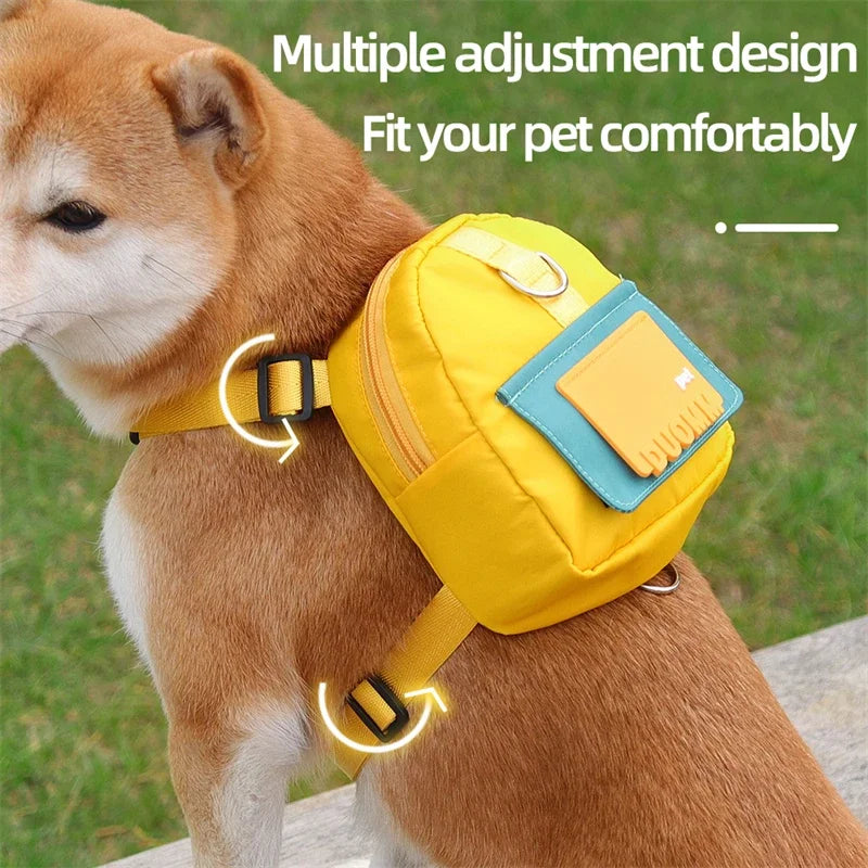 Pet Snack Storage Bag with Leash Large-capacity Multifunction Dogs Backpack Adjustable Harness Backpack Suitable Pet Travel Walk