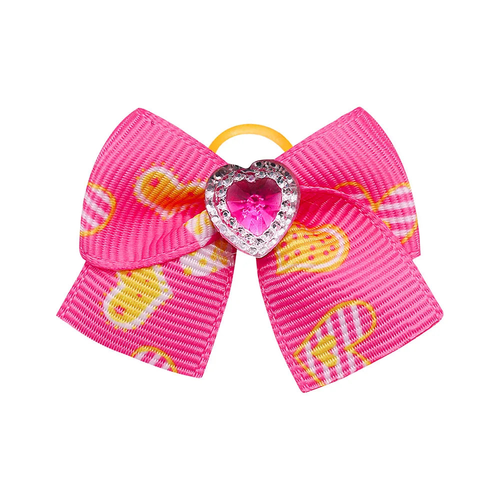 20PCS Red/Pink Series Dog Bows Valentine's Day Bows for Dogs Cute Cat Dog Bows for Rubber Band Pet Hair Bowknot Dog Accessories