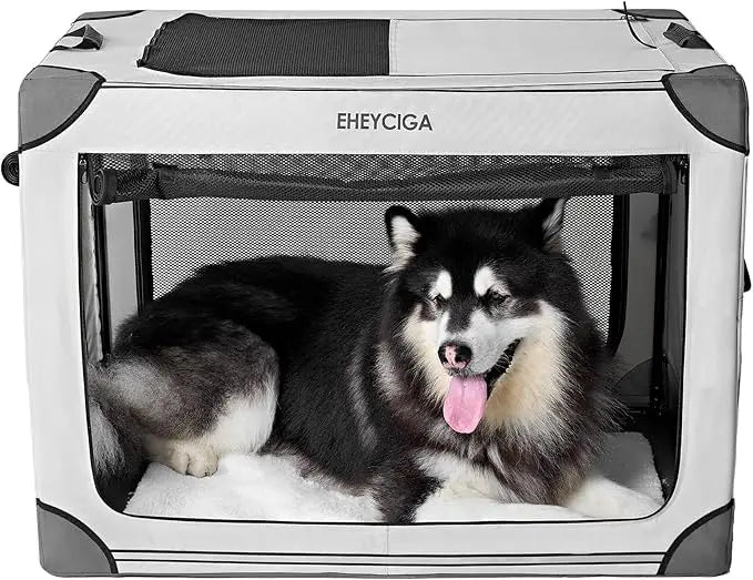 EHEYCIGA Collapsible Dog Crate 42 Inches, Soft Portable Dog Crate for Extra Large Dogs, Travel Dog Kennel Indoor & Outside