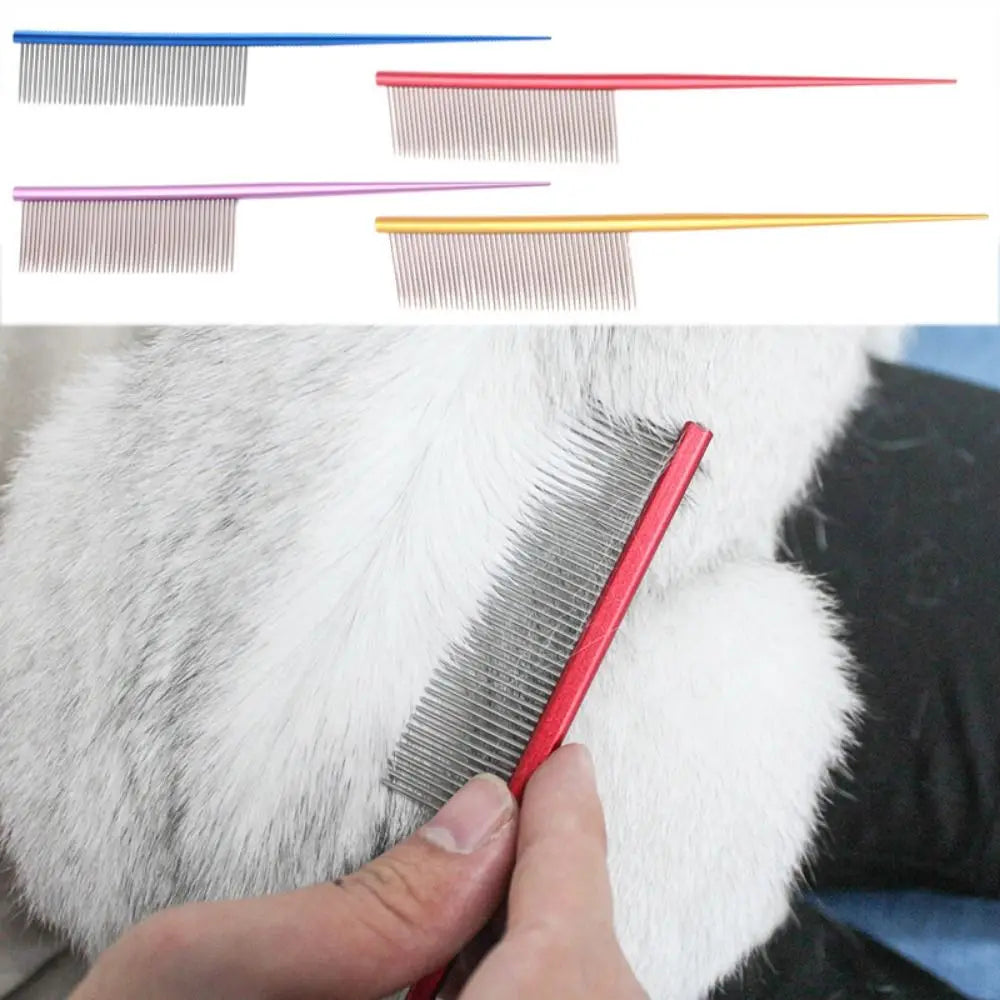 Stainless Steel Pet Flea Comb Practical Colorful Non-rust Dog Grooming Comb Dense Tooth Pet Hair Comb Cleaning