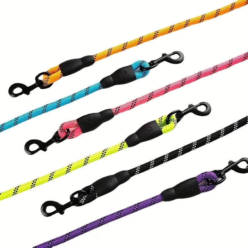 Reflective Dog Leash With Comfortable Padded Handle - Double Heavy Duty Traction Rope For Strong Dogs - Enhance Safety And Contr