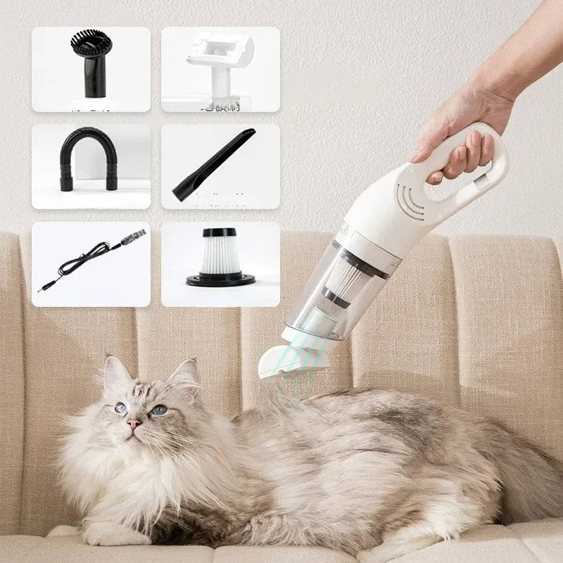 12000Pa Pet Cat And Dog Hair Vacuum Cleaner Handheld Small Vacuum Cleaner Pet Hair Removal Accessories For Pillows Sofas Carpets