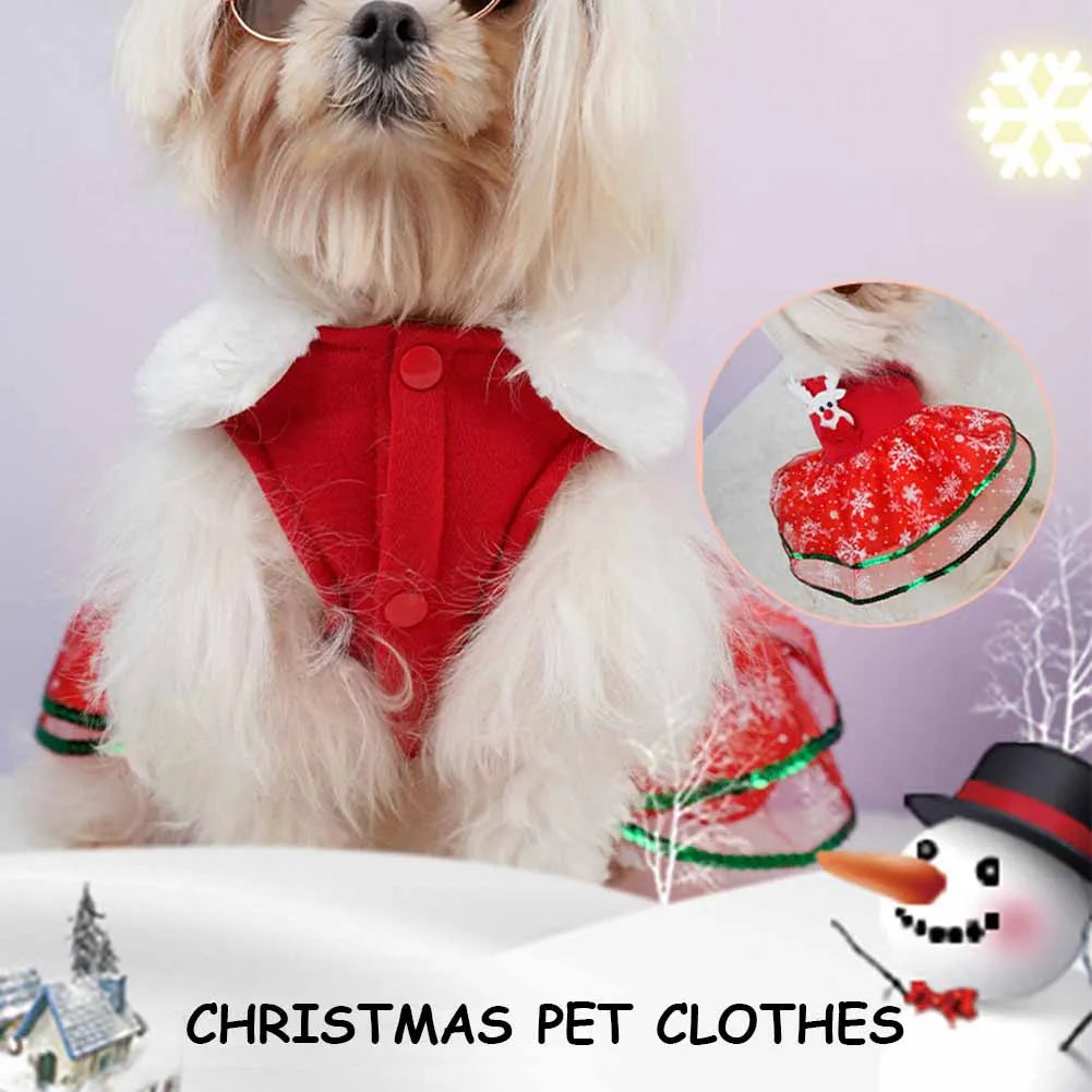 Pet Christmas Dress Costume Comfortable Santa Claus Pet Dress Easy To Clean Cat Dog Dresses Apparel Christmas Dress Up Supplies