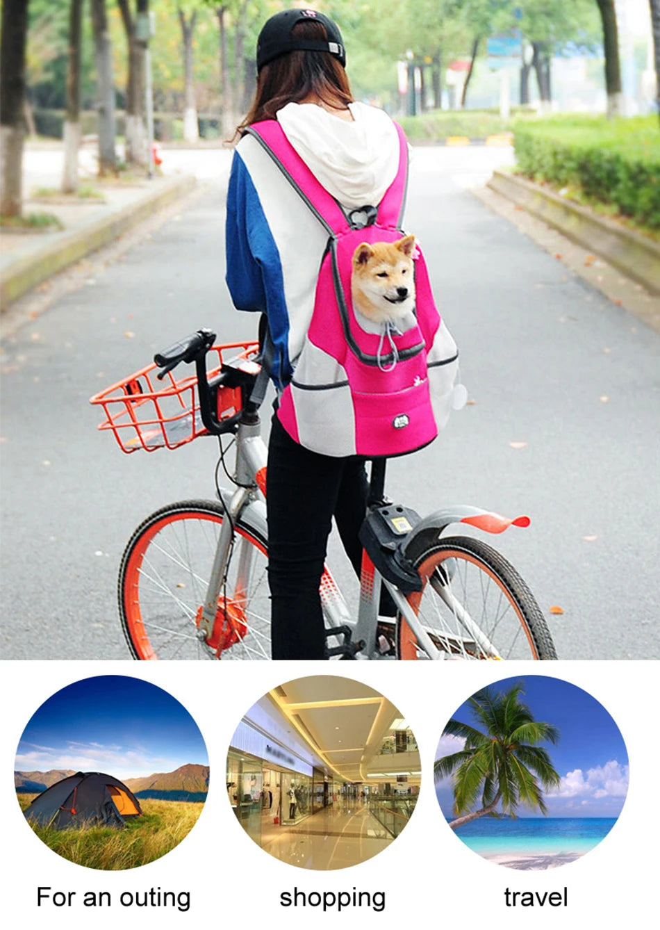 New Dog Pet Backpack Carrier Travel Bag Front Pack Breathable Adjustable with Safety Reflective Strips for Hiking Outdoor Cats